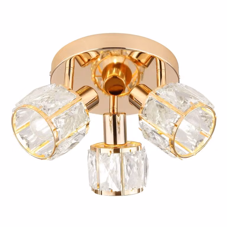 Faretto da soffitto rotondo DUBAI - 3xE14, 40W, oro rosa / trasparente