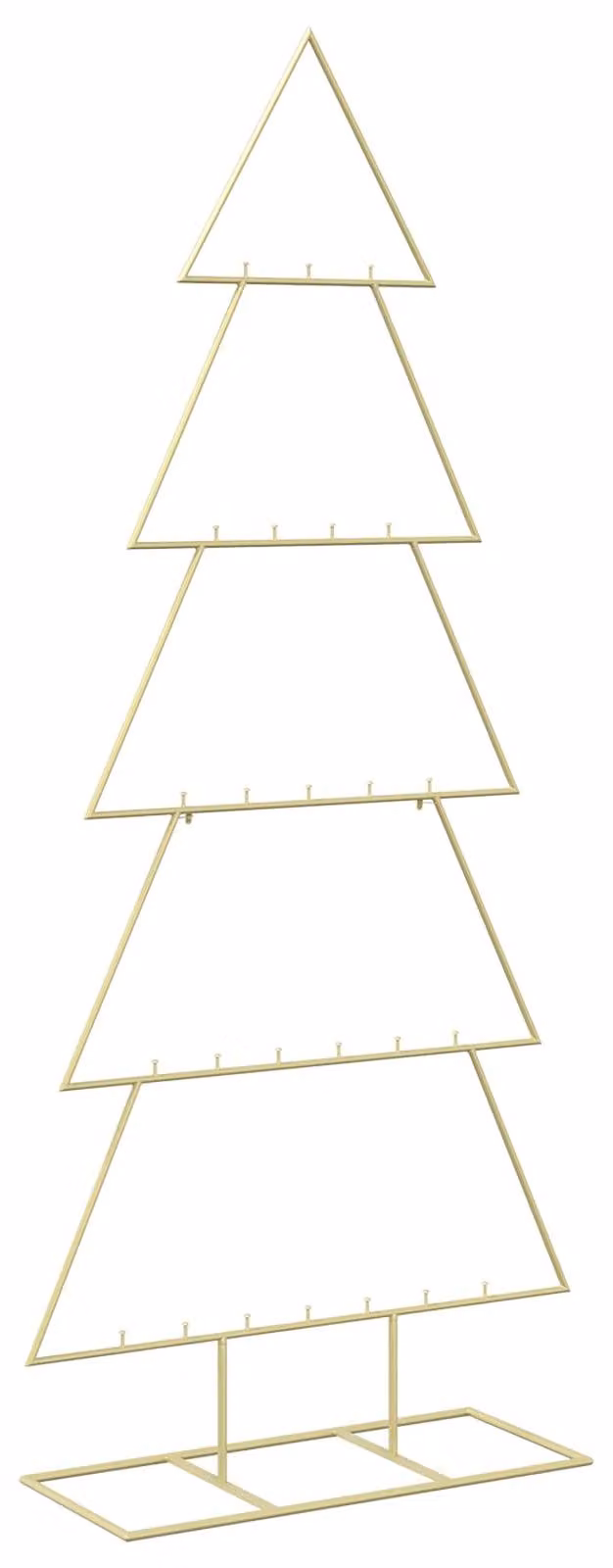 Albero di Natale in metallo con supporto, modello KUOPIO, 150 cm, acciaio dorato