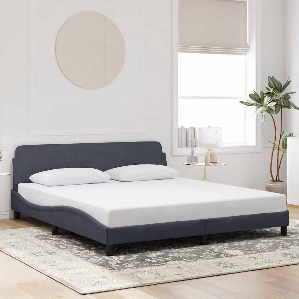 Struttura letto Dover vidaXL in velluto grigio scuro con dimensioni 180x200 cm