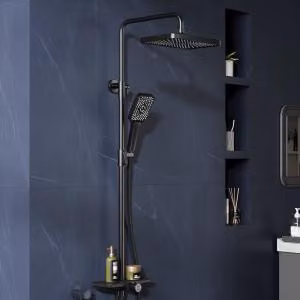 Sistema doccia con funzioni regolabili per doccetta a pioggia e doccetta manuale, realizzato in acciaio inossidabile resistente, modello MULTI