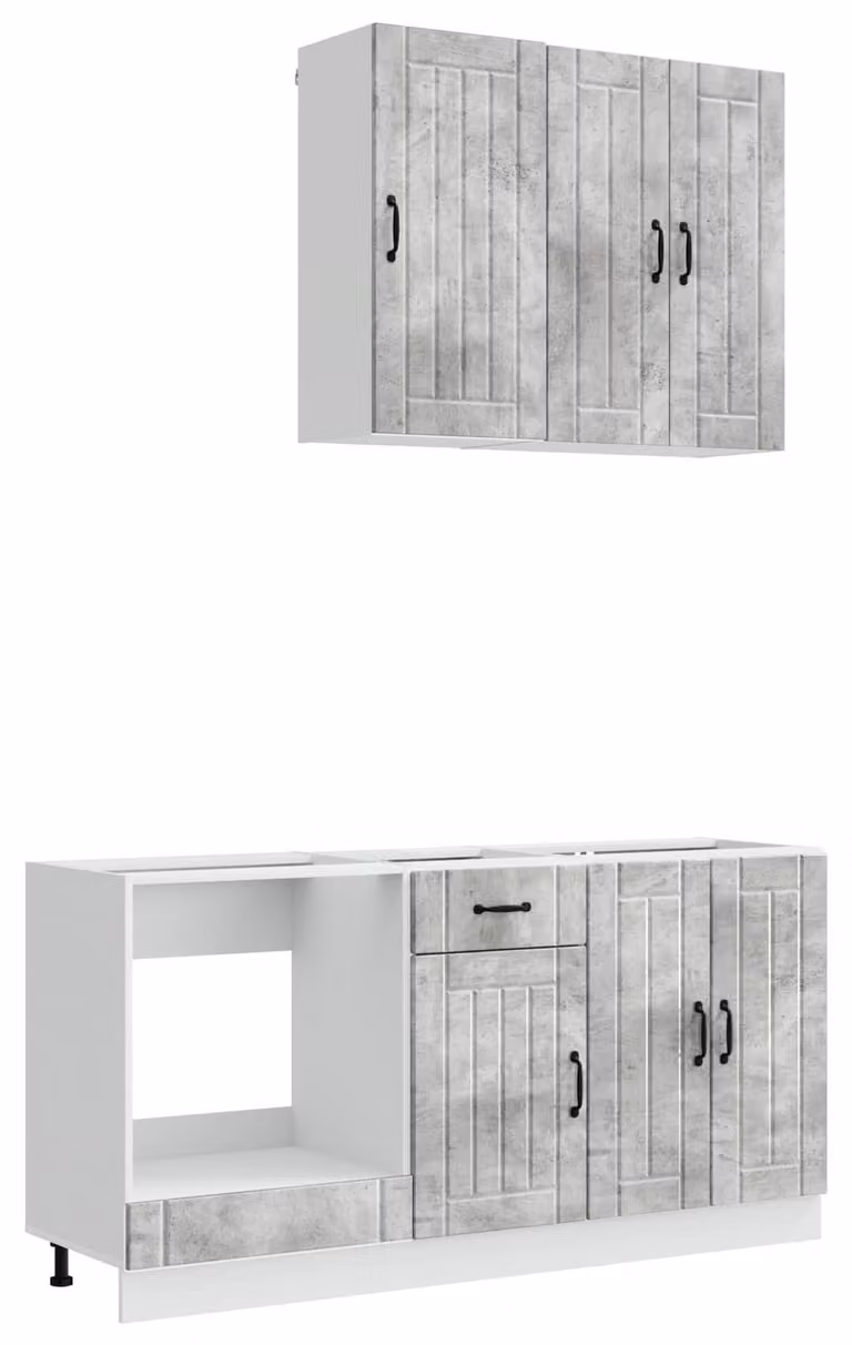 Set cucina LUCCA, 5 pezzi, grigio cemento, legno ingegnerizzato
