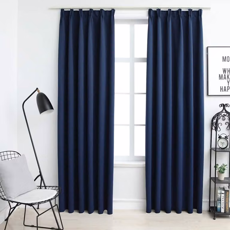 Set di 2 tende oscuranti vidaXL in poliestere blu con ganci, L: 140 cm, H: 245 cm