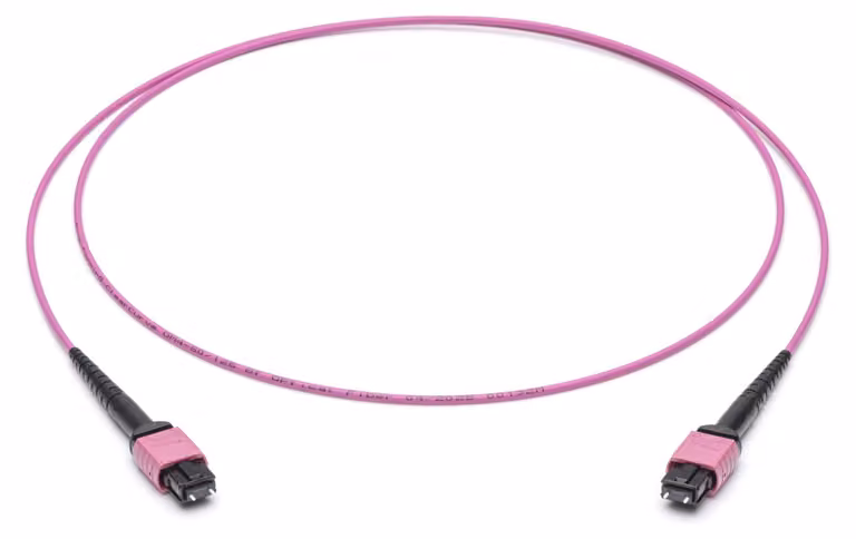 Cavo patch in fibra ottica Corning, 12 fibre, connettori MPO PC, compatibili con ST/ST, fibra OM4, lunghezza 2 metri, colore viola