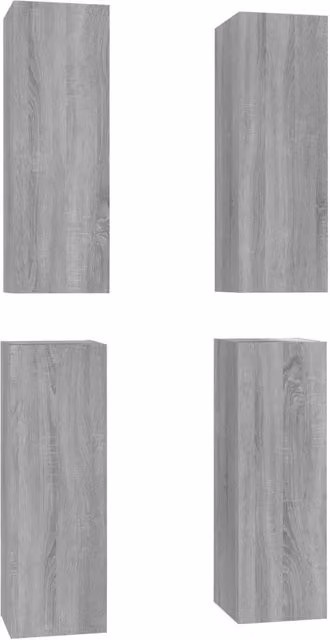 Set di 4 mobili TV sospesi moderni stile essenziale pratico stoccaggio 30,5 x 30 x 90 cm in legno ingegnerizzato grigio 02_0055242