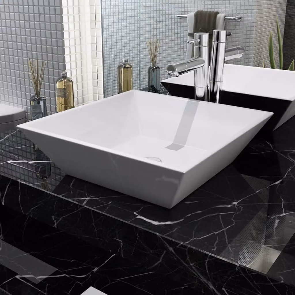 Lavabo quadrato in Vetroceramica moderna per il bagno