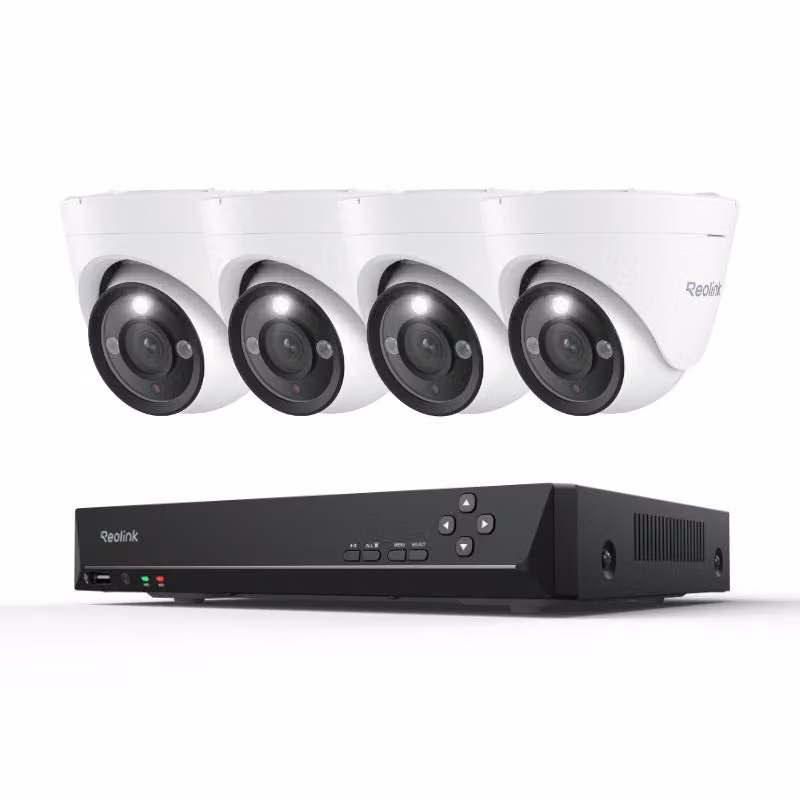Reolink RLK8-1200D4-A, sistema di sorveglianza per esterni PoE da 12MP, NVR 8CH 2TB HDD e telecamera di sicurezza PoE 4X, registrazione 24/7, spotlight, rilevamento intelligente