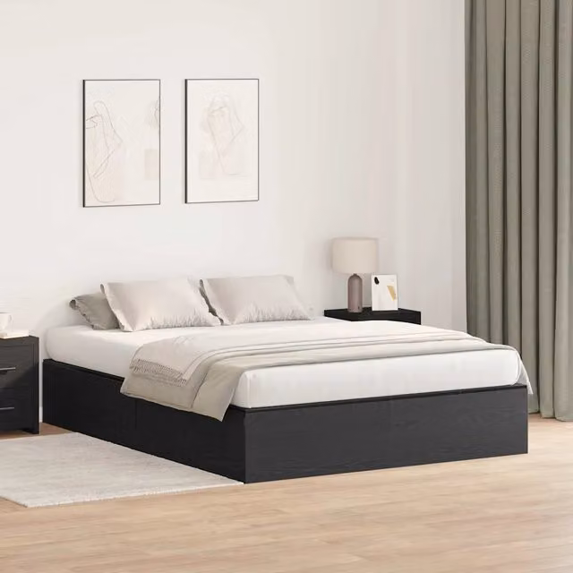 Struttura letto con contenitore Rovere Nero 140 x 190 cm 3335430