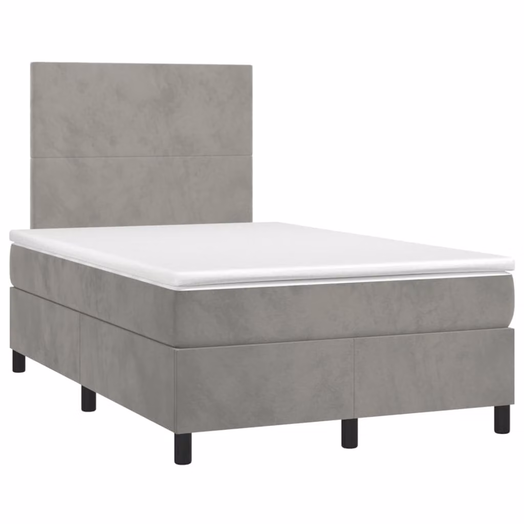 Maison Exclusive - Letto boxspring con materasso e LED grigio chiaro 120x190 cm velluto