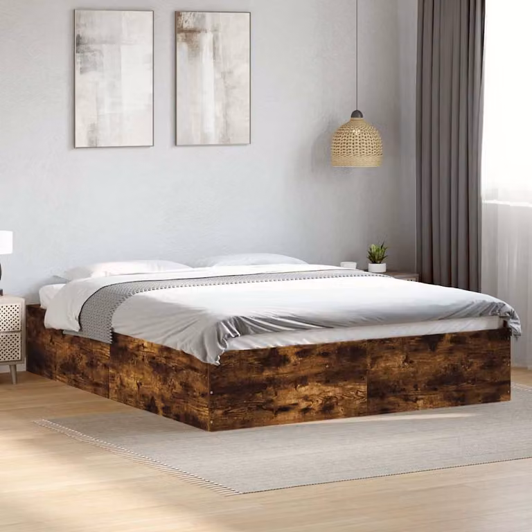 vidaXL Giroletto in Legno Multistrato Rovere Fumo, L/P/H: 150 x 200 x 35 cm
