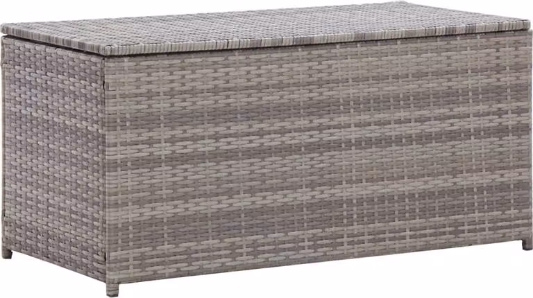 Baule da Giardino in Polyrattan 100x50x50 cm Grigio