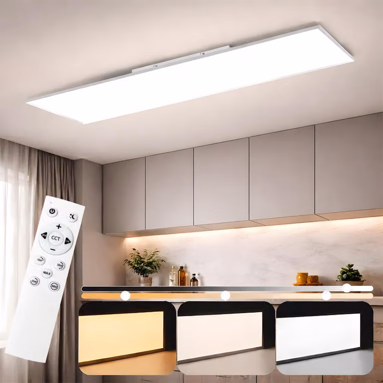 ZMH Pannello LED da soffitto 100x25 cm con telecomando, 24 W, dimmerabile, lampada da soggiorno, lampada da soffitto a profilo piatto per ufficio, cucina, corridoio e soggiorno, bianco