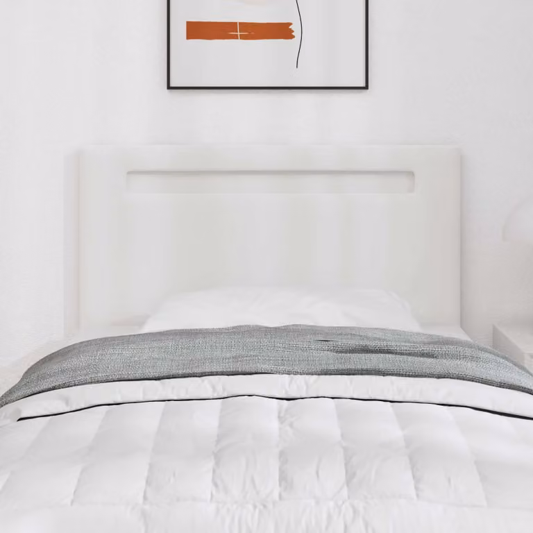 Testiera per letto con illuminazione LED vidaXL in pelle sintetica bianca, larghezza: 90 cm
