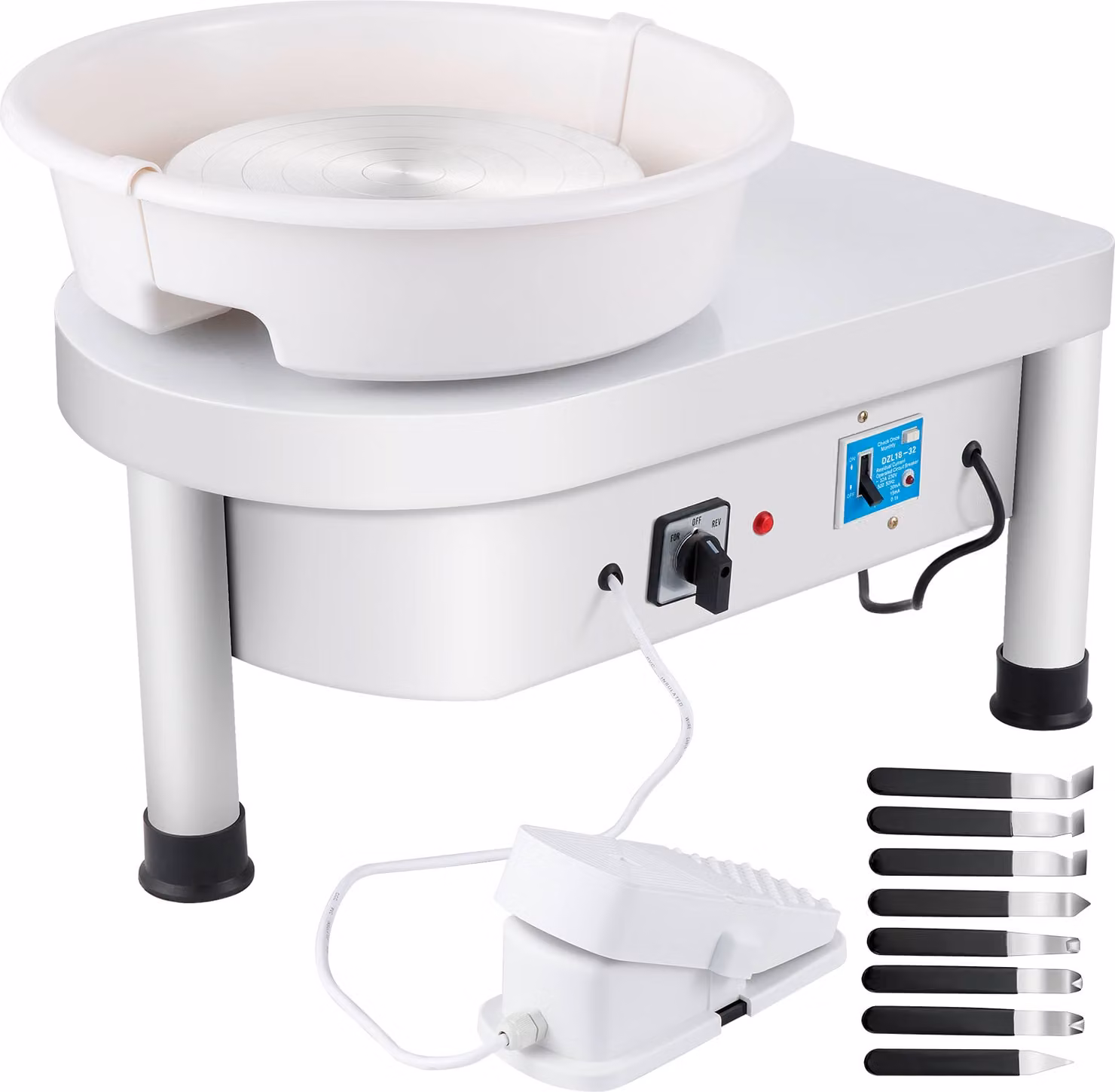 VEVOR Vetroceramica Macchina 280W Vetroceramica Elettrica 25cm Vetroceramica Macchina 220V Ruota Macchina fai da te Piedi Regolabili con Set Scultura Macchina Vetroceramica Elettrica con Pedaliera e Lavabo