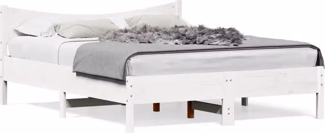 Letto matrimoniale | Letto per adulti | Giroletto senza Materasso Bianco 160x200 cm Legno Massello Pino