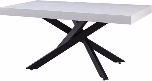 Tavolo Belinda allungabile piano colore bianco effetto poro e struttura colore nero