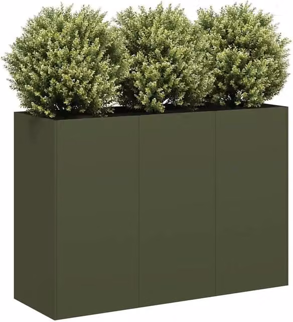 Fioriera a vasca Design Mania in acciaio verde oliva L: 120 cm, P: 40 cm, H: 80 cm