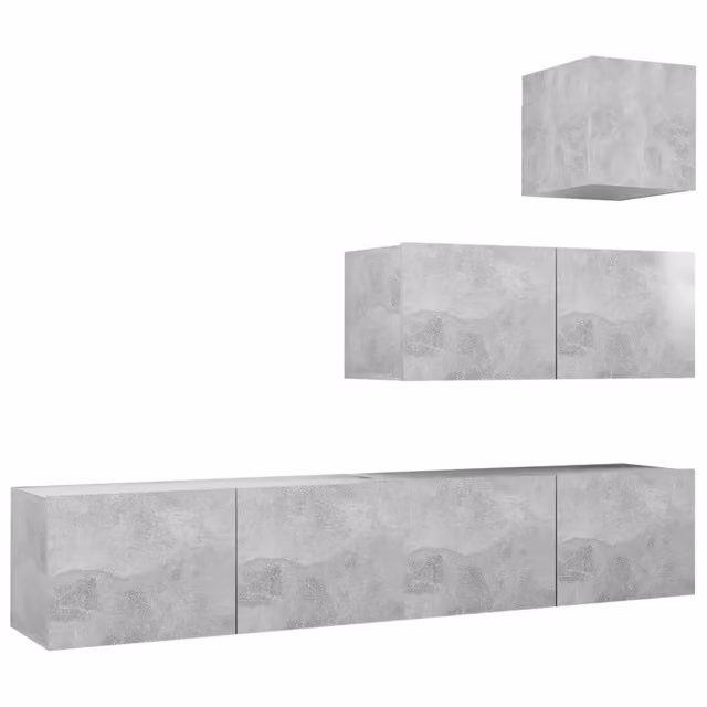 Set di Mobili Porta TV Moderno in Legno Multistrato Grigio Opaco con Compartimenti Media, L/P/H: 80 x 30 x 30 cm