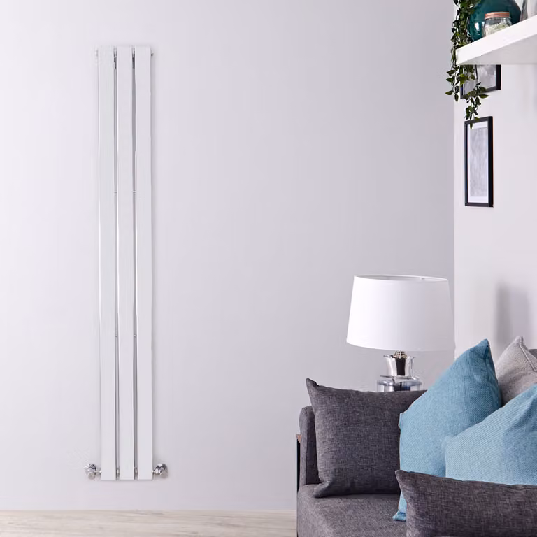 Radiatore di Design Piatto Verticale Moderno - Pannello Singolo - Cromato - 1800mm x 225mm – Delta