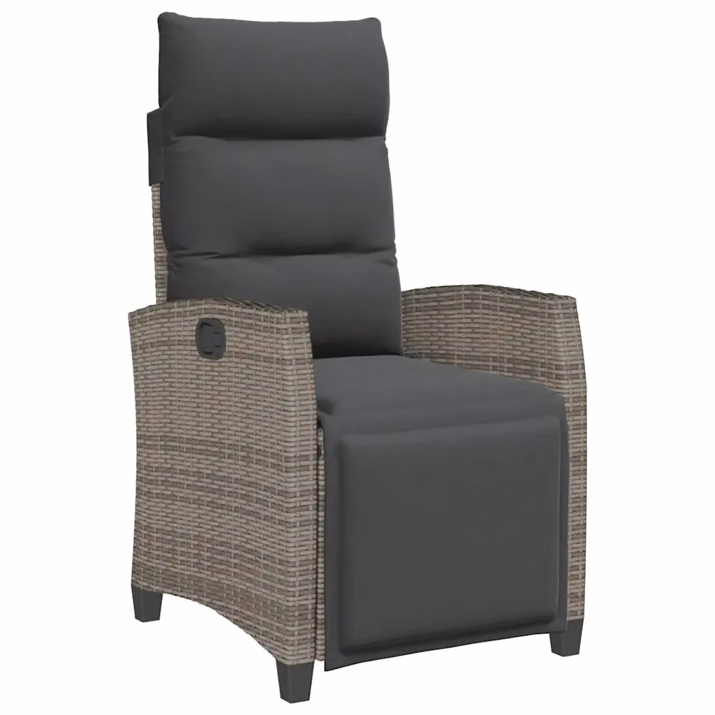 Set di sedie reclinabili da giardino con tavolino vidaXL in rattan e metallo, colore grigio – 2