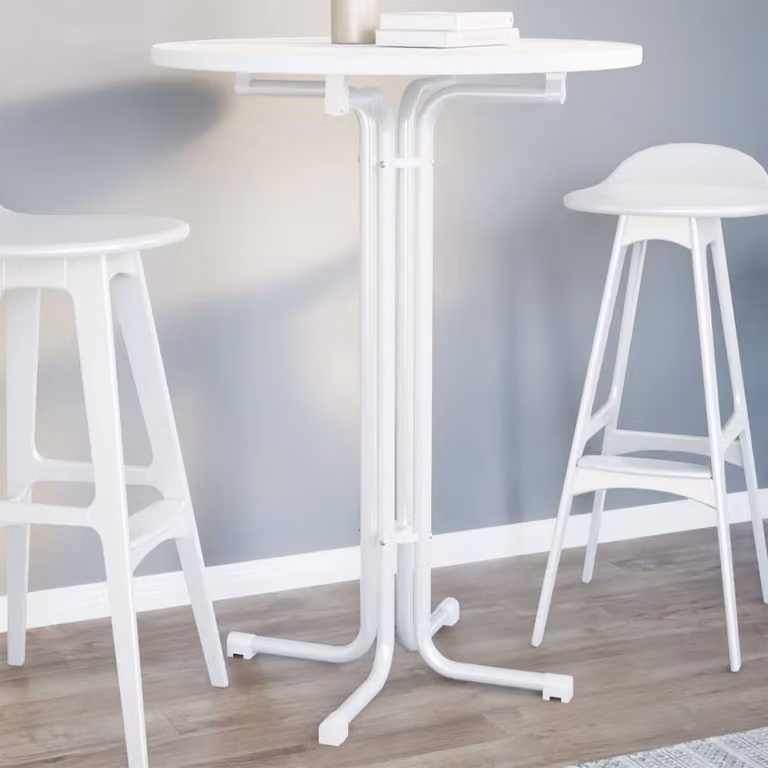 Maison Exclusive - Tavolo da bar bianco, diametro 80 cm, altezza 110 cm, realizzato in materiale composito e acciaio