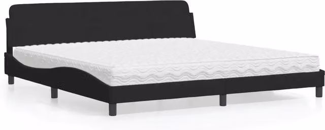Letto Dover vidaXL con Materasso in Velluto Nero 200x200 cm con Cassetti