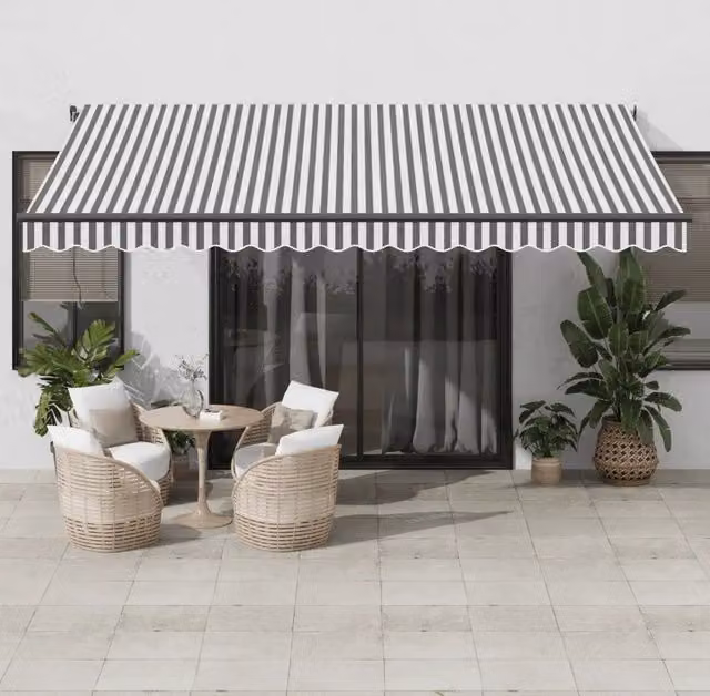 Tenda Sole Retrattile Automatica 450x350 cm Antracite e Bianco 3215814