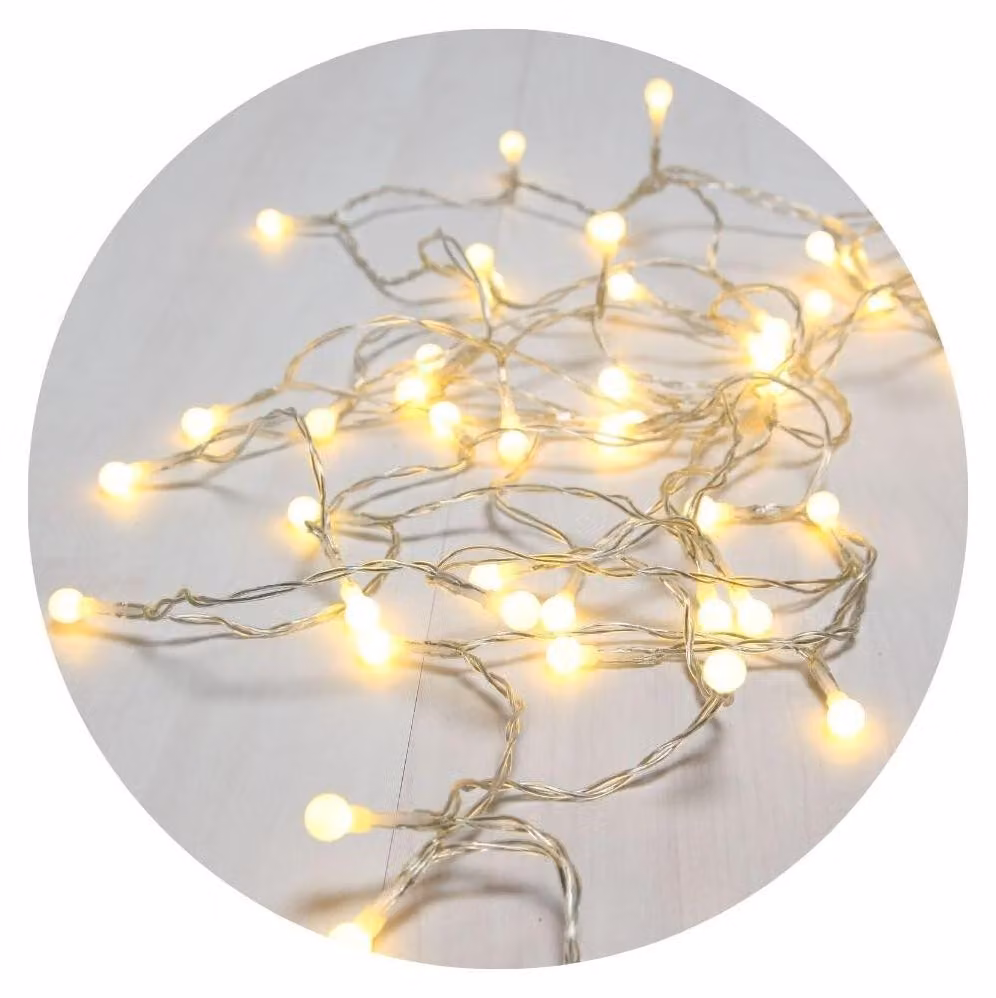 Catena luminosa a LED, colore argento, lunghezza 1,9 metri, grado di protezione IP20, per uso interno
