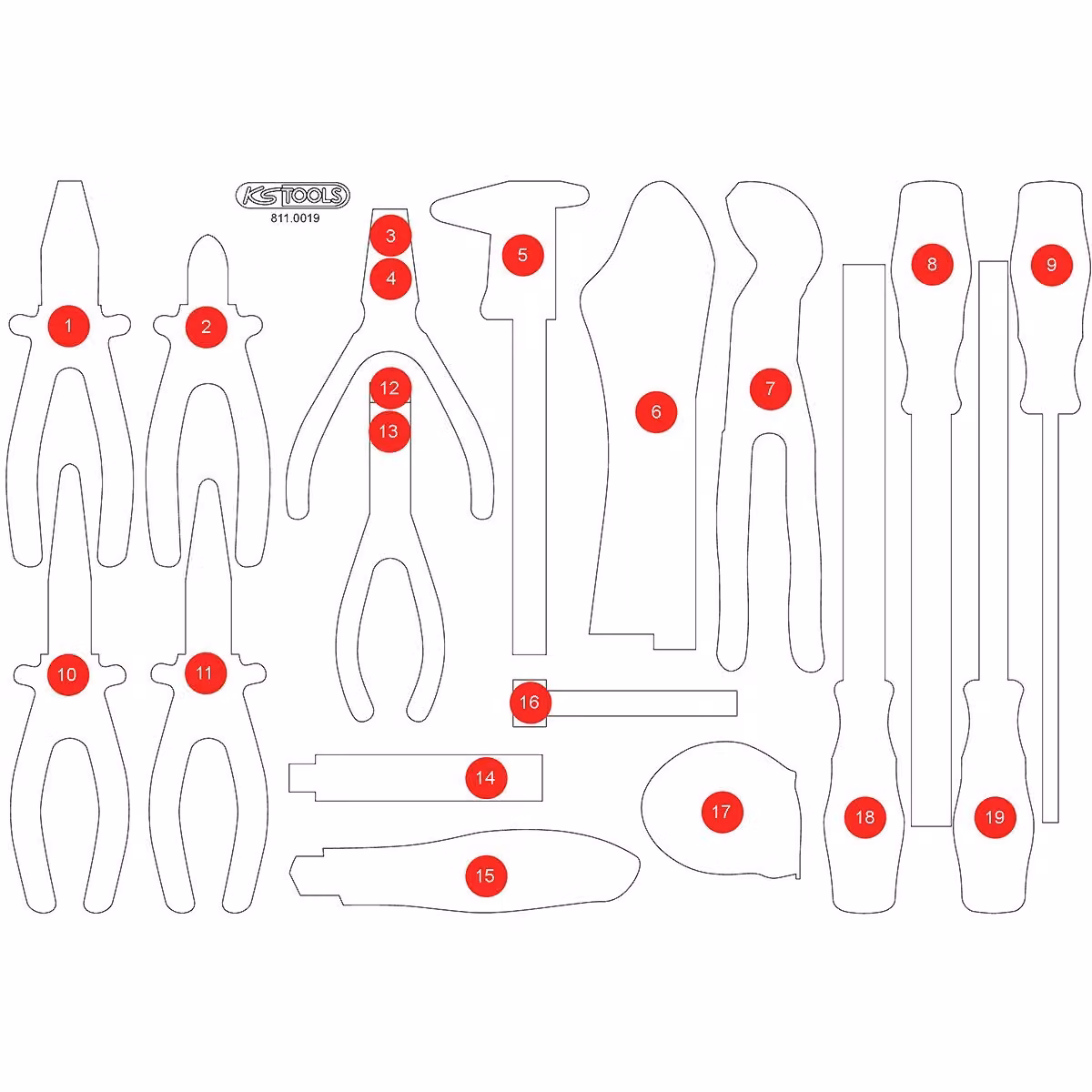 KS TOOLS Inserto in schiuma vuoto per 811.0019 - 811.0019-97