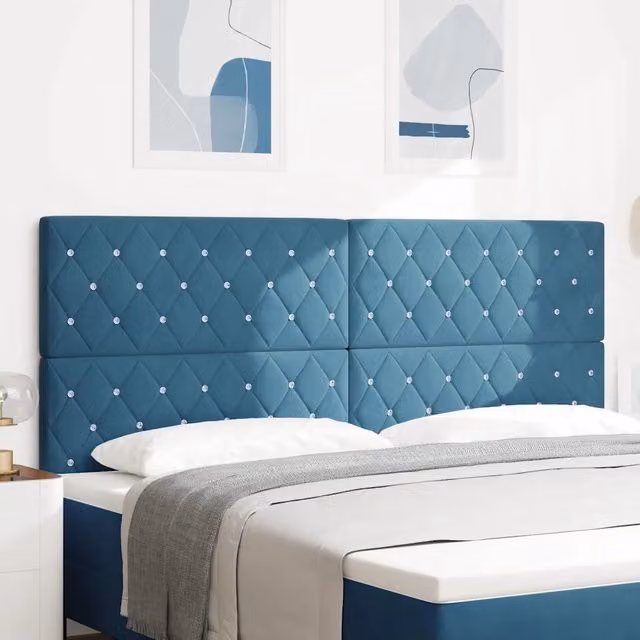 Testiera per letto con illuminazione LED integrata vidaXL in velluto blu, L: 200 cm