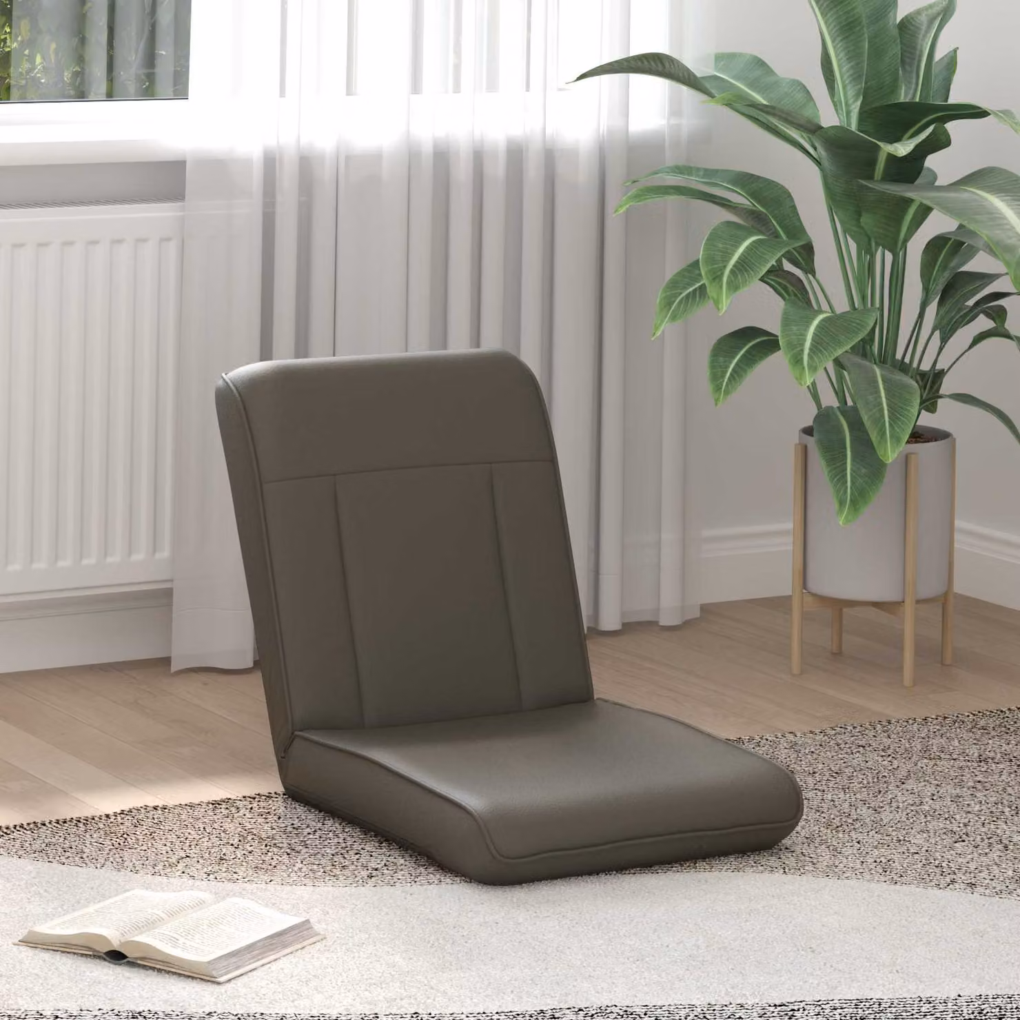 Sedia a pavimento regolabile vidaXL in similpelle grigia con struttura in metallo e plastica