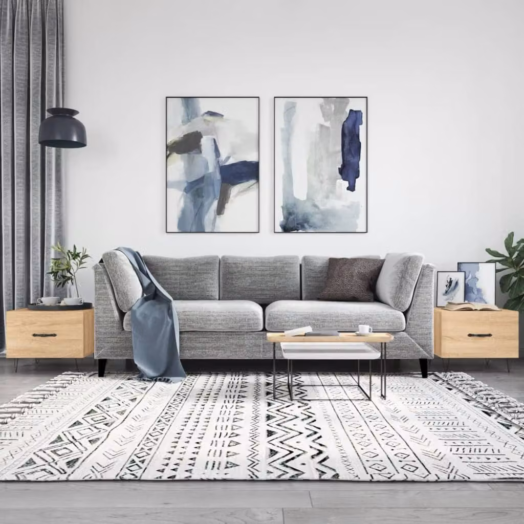 Set di 2 tavolini da salotto vidaXL in legno e metallo color rovere, L/P/H: 50 x 50 x 40 cm