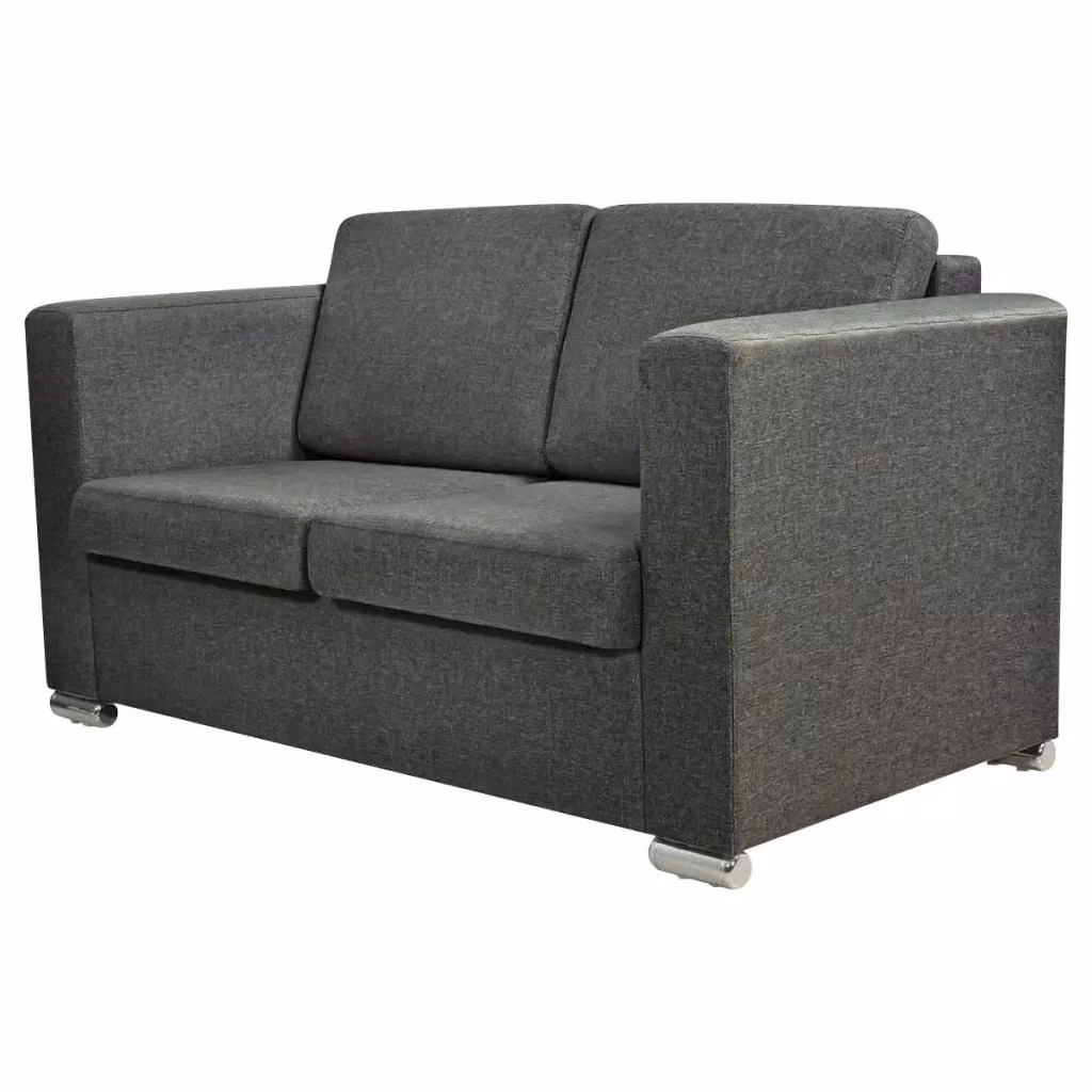 Divano a 2 posti moderno vidaXL in tessuto grigio con struttura in legno e metallo e coperture rimovibili L: 137 cm, P: 78 cm, H: 73 cm – 2