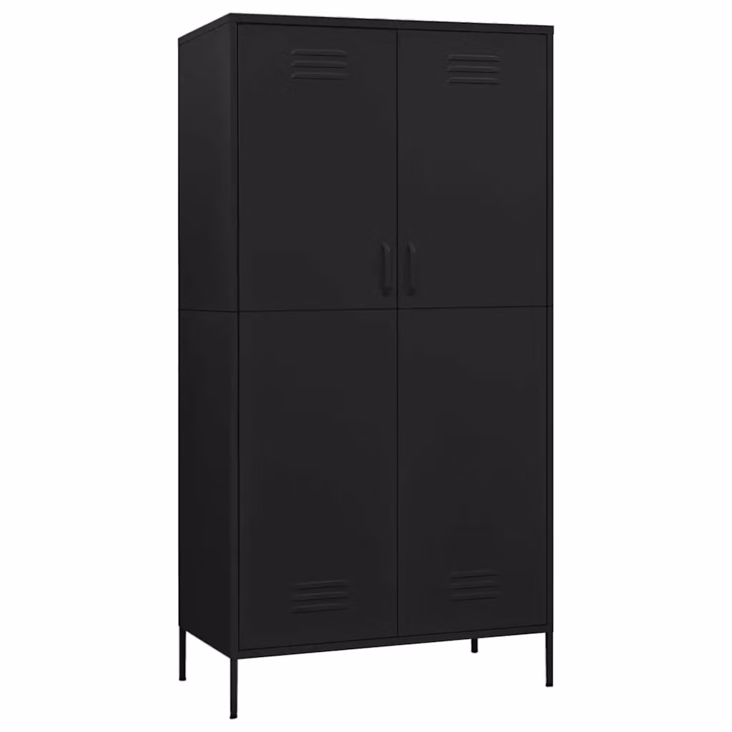 Armadio VIDAXL in metallo nero opaco con ante a battente, L: 90 cm, P: 50 cm, H: 180 cm – 2