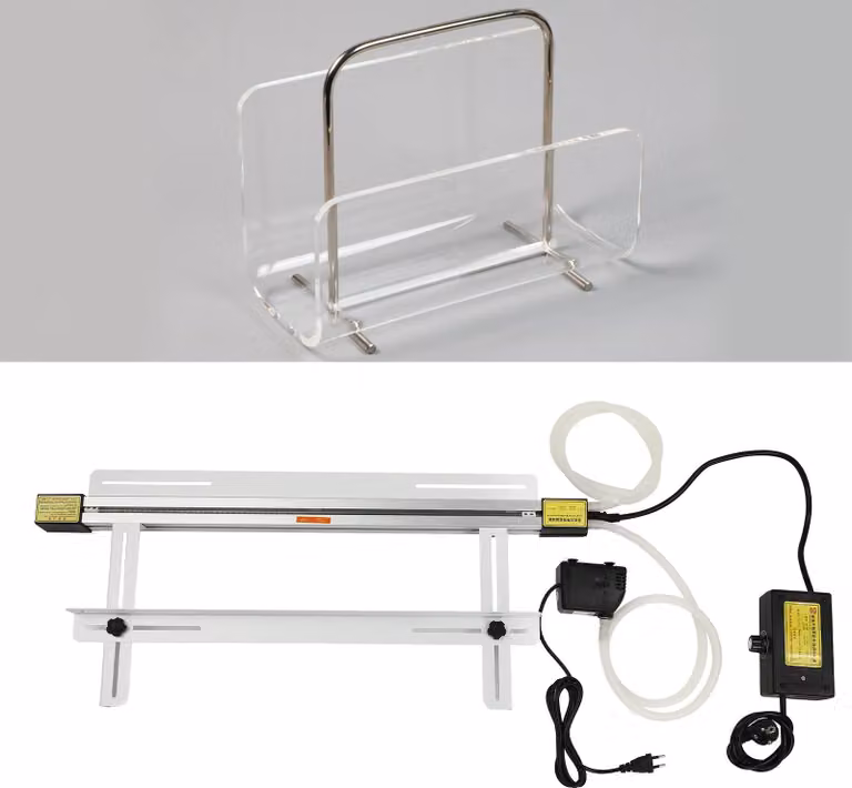Macchina piegatrice per plastica acrilica - Macchina piegatrice a caldo da 1000W, 60 cm - Adatta per lastre in PVC e acrilico - Con supporto - Realizzata in lega di alluminio - Spina di tipo europeo - Colore bianco
