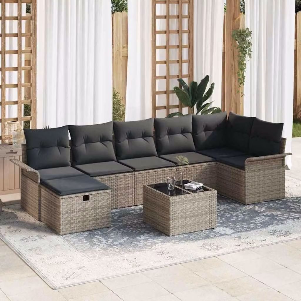 Maison Exclusive - Set da giardino composto da 8 pezzi, divano in rattan sintetico