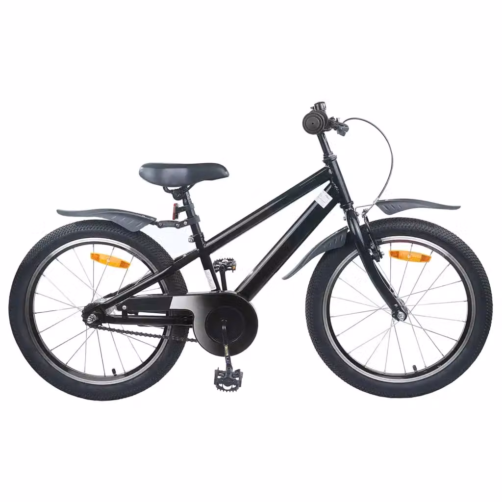 Bicicletta per bambini da 18 pollici nera con struttura in metallo e pneumatici in gomma – 2