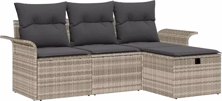Set Divano da Giardino con cuscino 4 pcs Poly Rattan