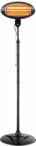 Riscaldatore a Infrarossi VEVOR 2000W Nero con Altezza Regolabile e 3 Livelli di Calore in Metallo per Patio e Cortili