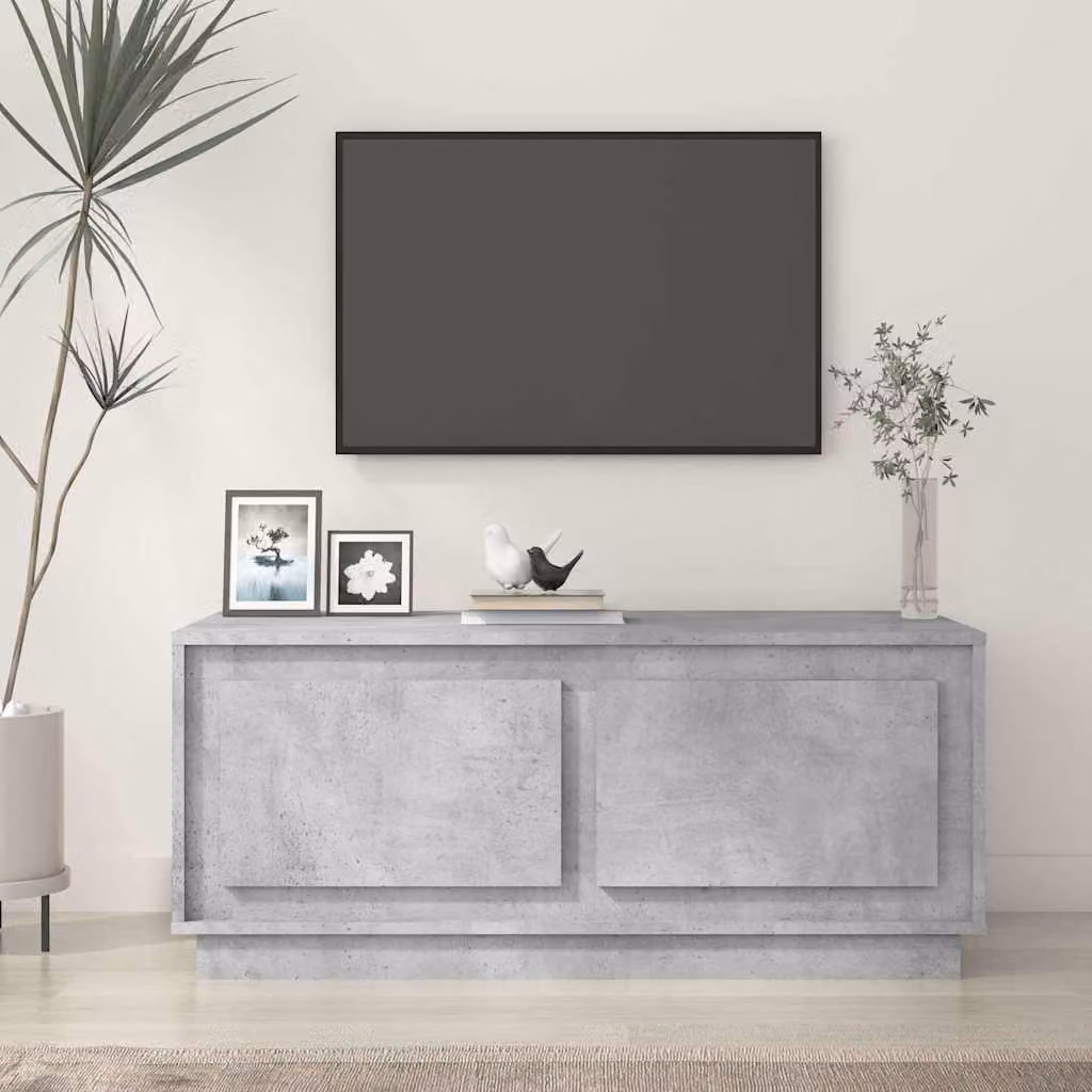 vidaXL Tavolino da salotto moderno in legno multistrato e composito, colore grigio cemento, L: 102 cm, P: 50 cm, H: 44 cm