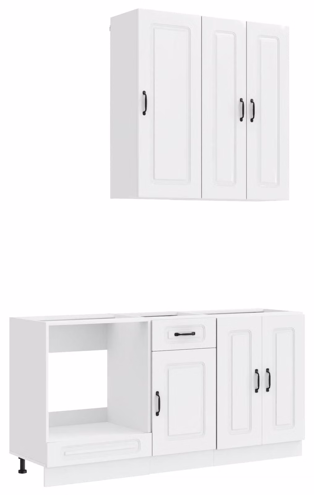 Set di mobili da cucina KALMAR, 5 pezzi, in legno impiallacciato bianco lucido