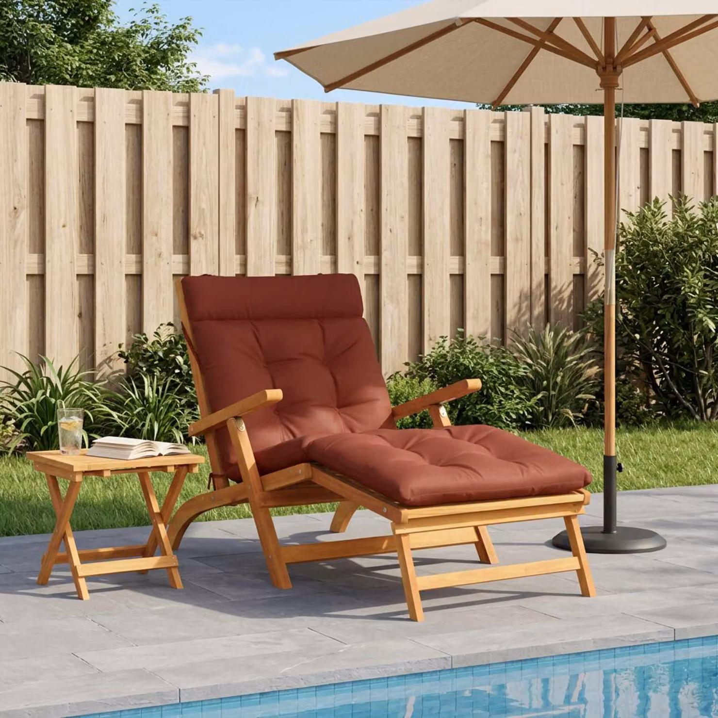 Cuscino per lettino vidaXL VIANEN rosso in poliestere con rivestimento lavabile e resistente ai raggi UV