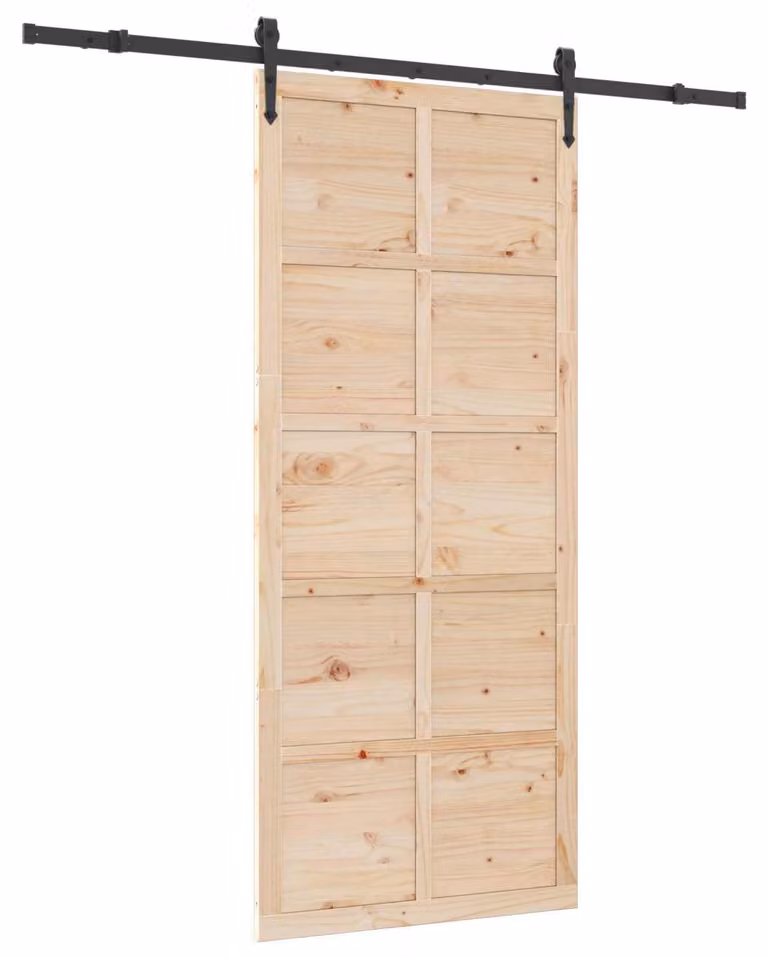 Porta scorrevole Naturale 100 x 208 cm Legno Massello di Pino