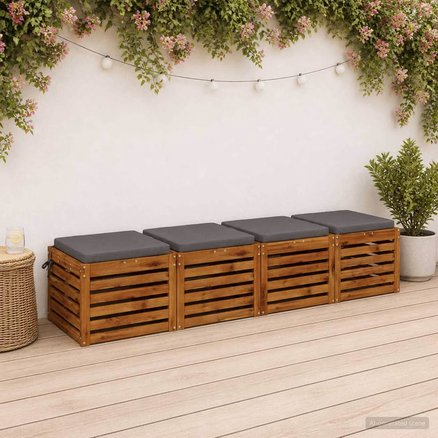 Set di 4 cuscini per sedia vidaXL in poliestere grigio con fodera lavabile e resistente ai raggi UV