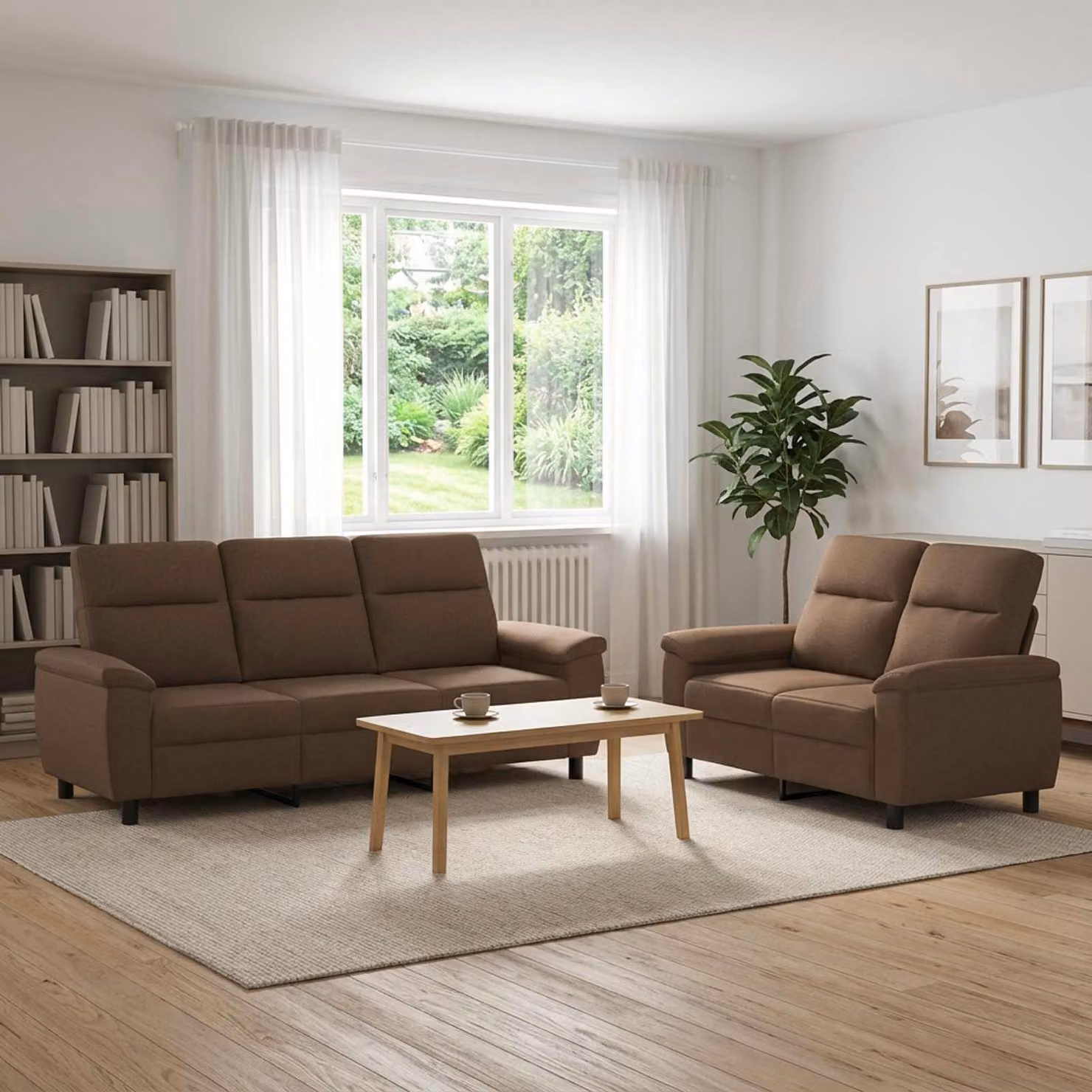 Set di 2 divani moderni vidaXL in tessuto marrone con struttura in metallo per il tuo soggiorno