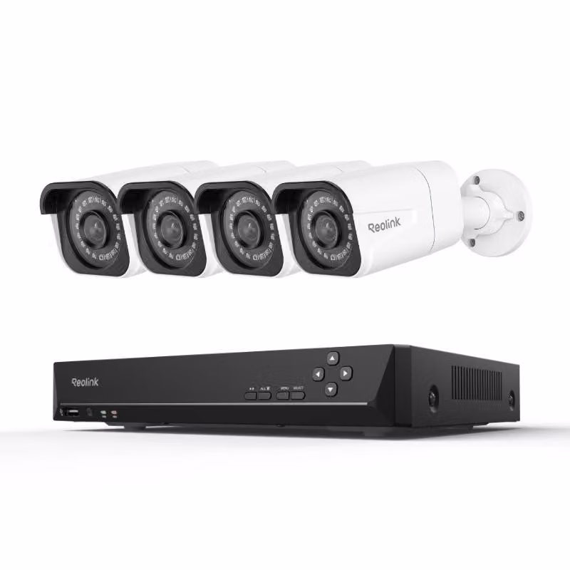 Reolink RLK8-800B4-A, sistema di sorveglianza per esterni 4K 8MP, telecamera di sorveglianza PoE 4X 8MP e NVR 8CH 2TB HDD, registrazione 24/7, rilevamento persone/veicoli