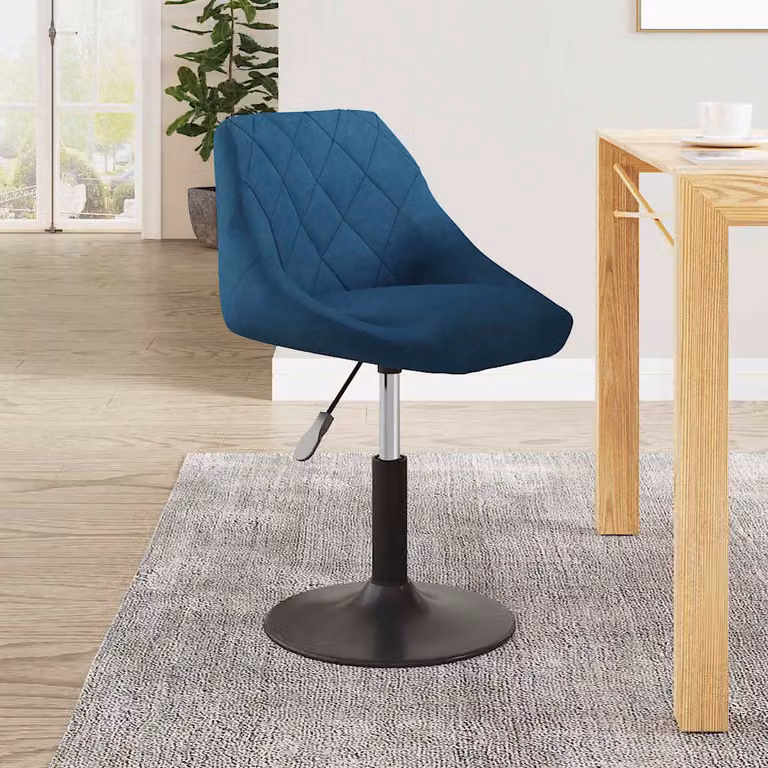 Sedia da pranzo girevole vidaXL in velluto blu con base in metallo e plastica per cucina e sala da pranzo