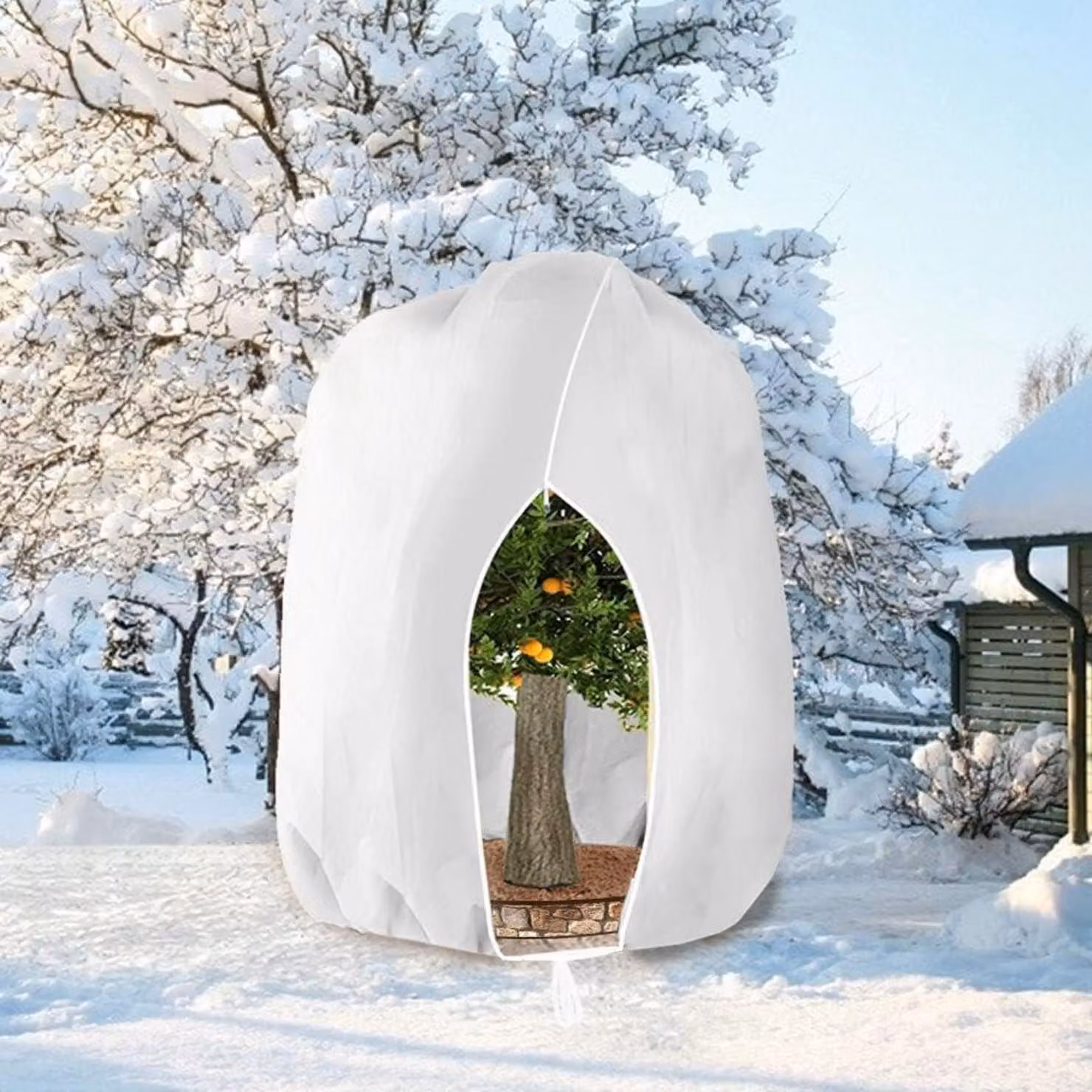 Copertura protettiva invernale per piante, 280x300 cm, bianca, traspirante e resistente agli strappi