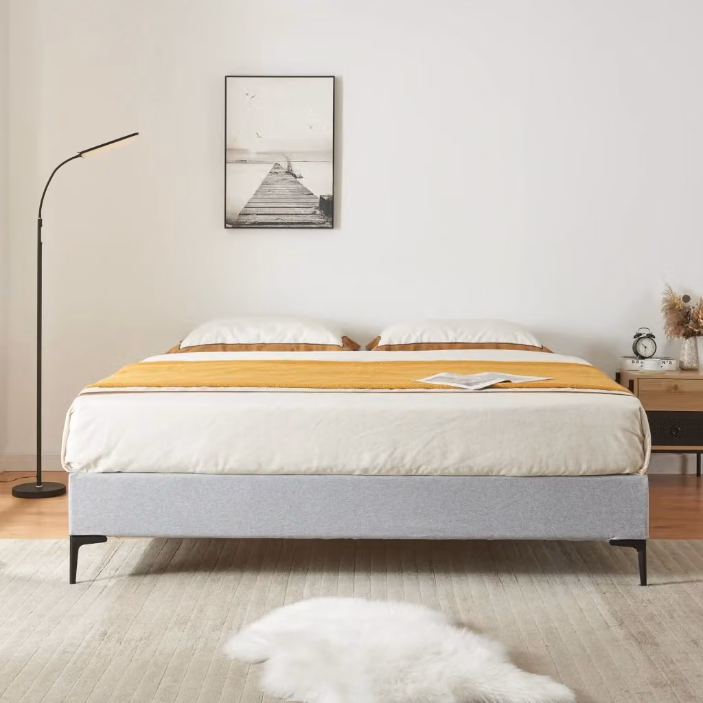 Letto Matrimoniale en.casa Grigio Chiaro con Fodera Protettiva L/P: 160 x 200 cm