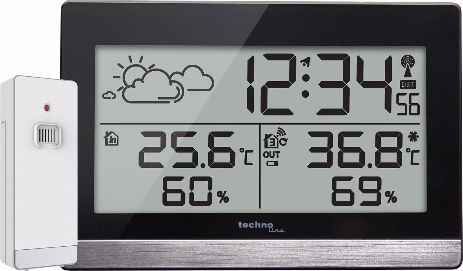 Stazione meteorologica con sensore esterno, previsioni del tempo, temperatura interna, temperatura esterna, per l'osservazione delle condizioni atmosferiche