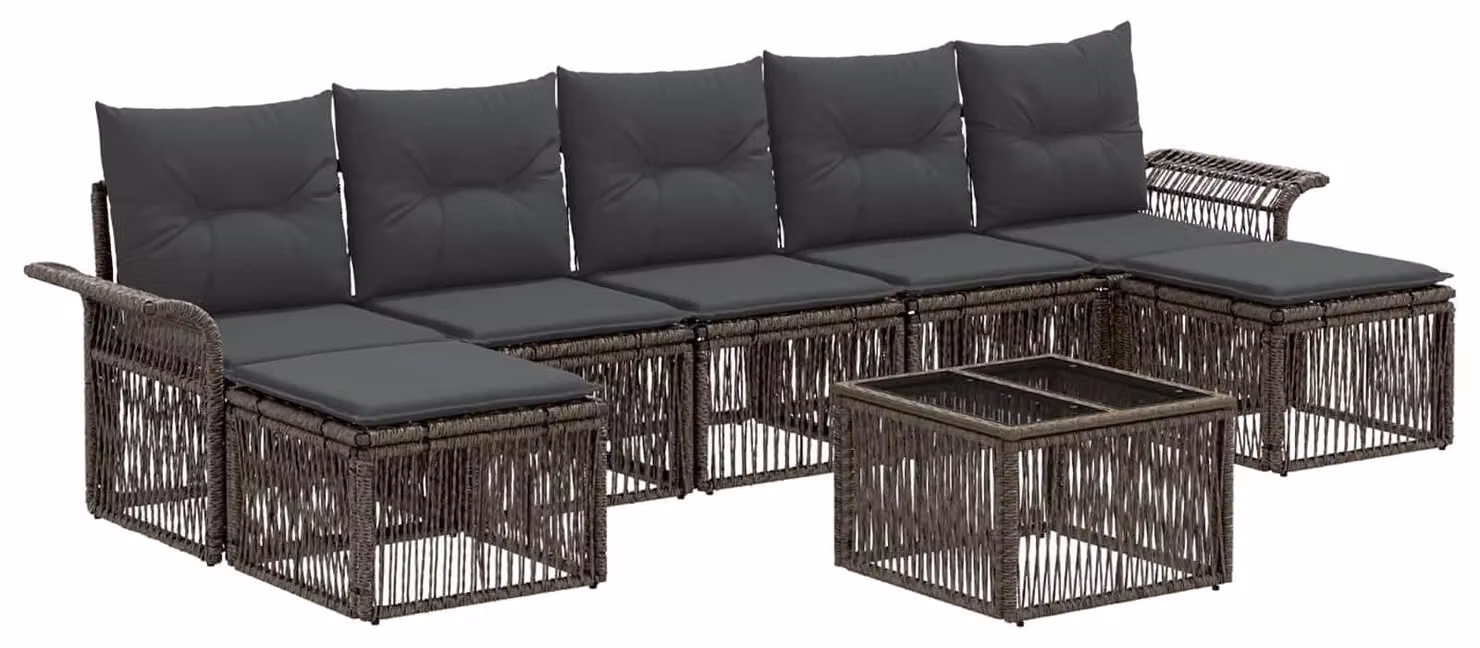 Set Divano da Giardino 8 pcs Grigio polyrattan